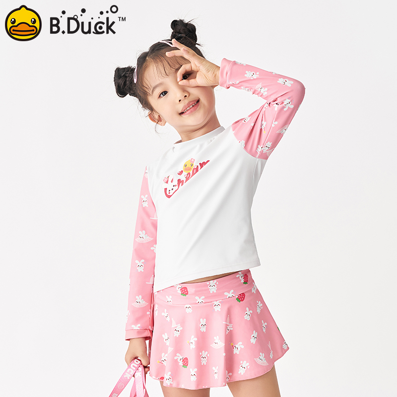 B Duck children's swimsuit girl girl in the swimsuit in 2023 new summer split sun protection