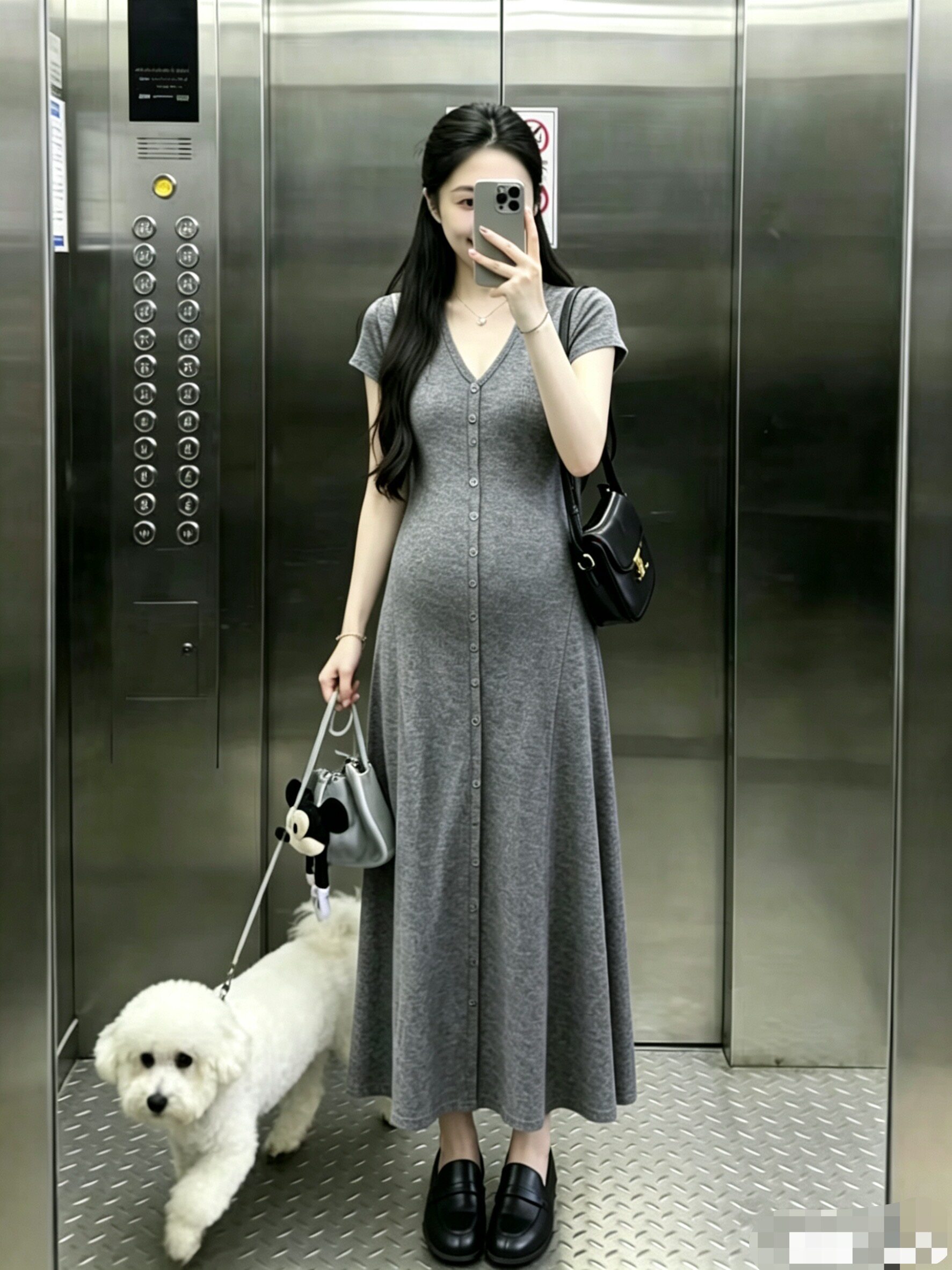Maternity Dress Summer 2026 New Style Short Dress for Pregnant Moms, High-End French Style Slimming Hot Mom Outfit Long Dress for Summer — 3