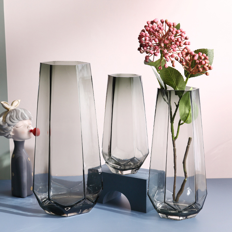 Net red Nordic simple creative glass vase transparent hydroponic flowers lily living room table flower arrangement decoration decoration