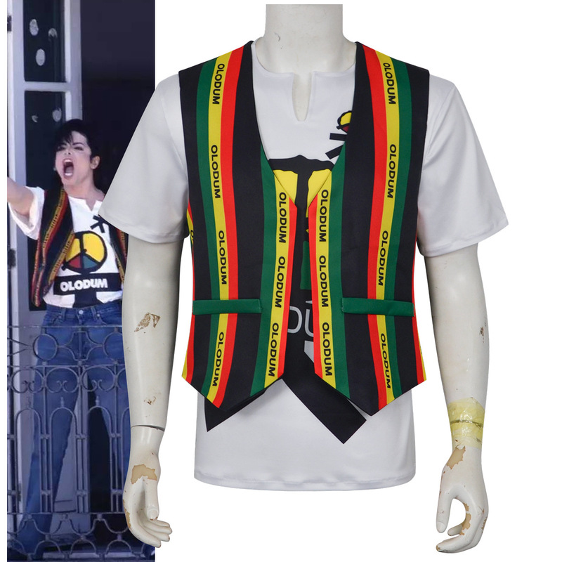 Superstar Mj Michael Jackson Style Cosplay Clothing Brazilian Anti-War Peace T-Shirt Olodum Vest Waistcoat