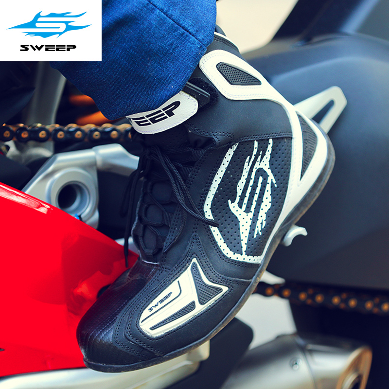 Imported SWEEP Locomotive Waterproof Racing locomotive boots riding men's anti-fall road board shoes Four Seasons Casual Racing