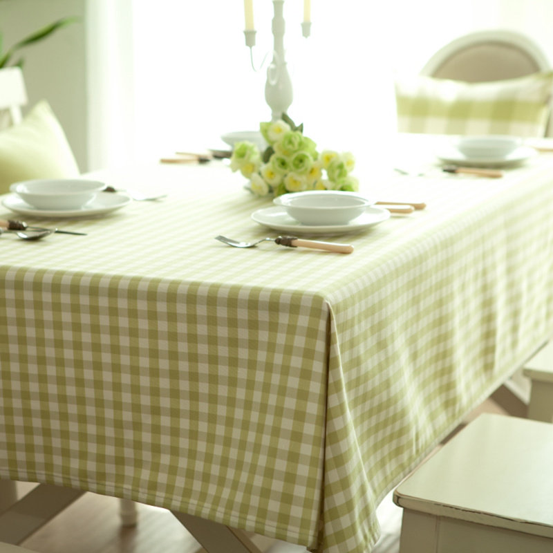 Tablecloth fabric pastoral small fresh tablecloth tablecloth tea table cloth green small plaid lace waterproof