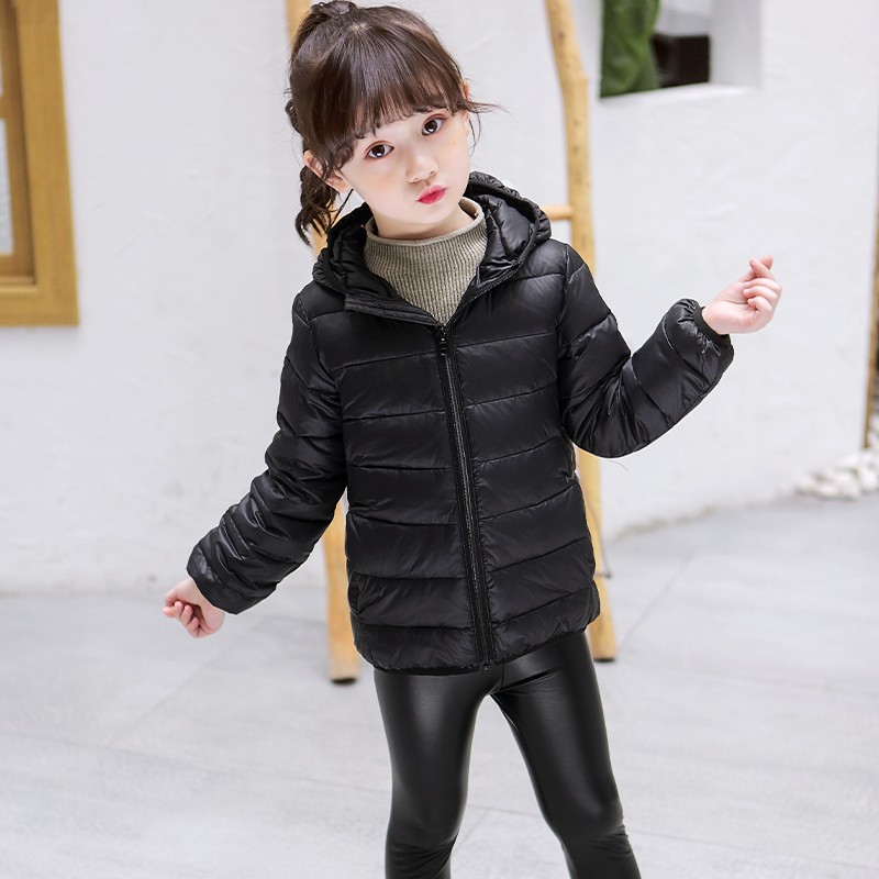 Children's light down jacket 2022 new thickened short hooded jacket 90 white duck down boys and girls basic top