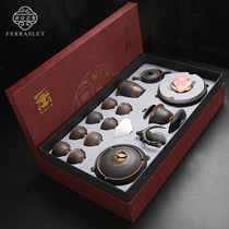 High-end Jianshui Zitao Ceramic Kung Fu Tea Tea Set Purple Sand Suit Teapot Cover Bowl Tea Cup Office Home Whole Gift Box