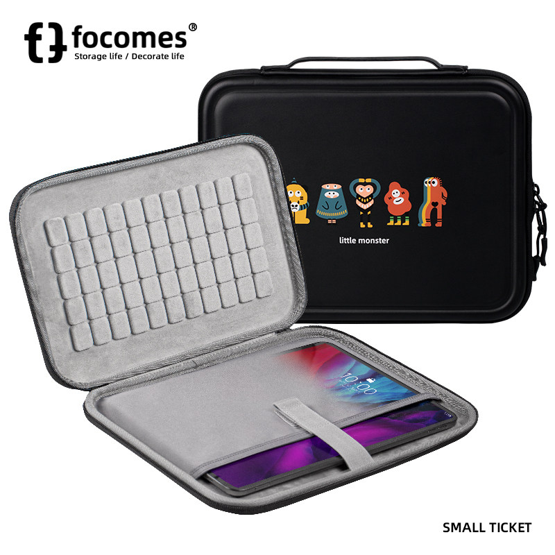 focomes small monster iPad hard shell ultra-thin storage bag for Apple iPad Pro 11 inch 10 9 inch thickened shockproof Air 10 5 anti-fall and anti-pressure black