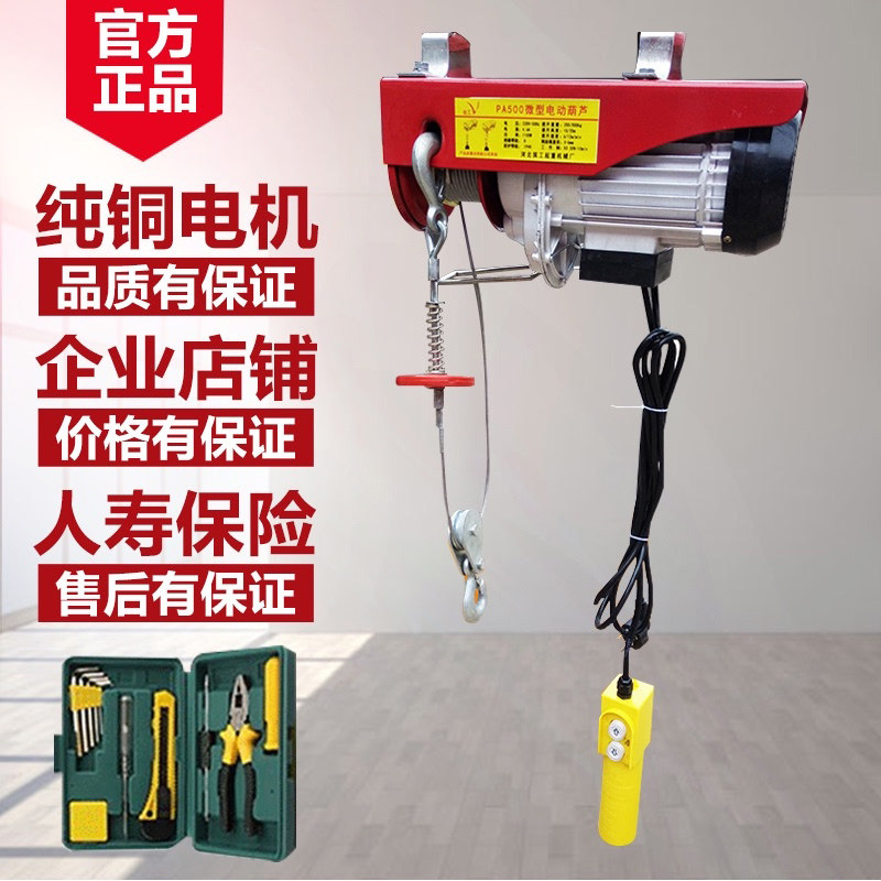 Miniature electric hoist 220V Home Small hanger 1 0 5 ton hoist winch lift crane