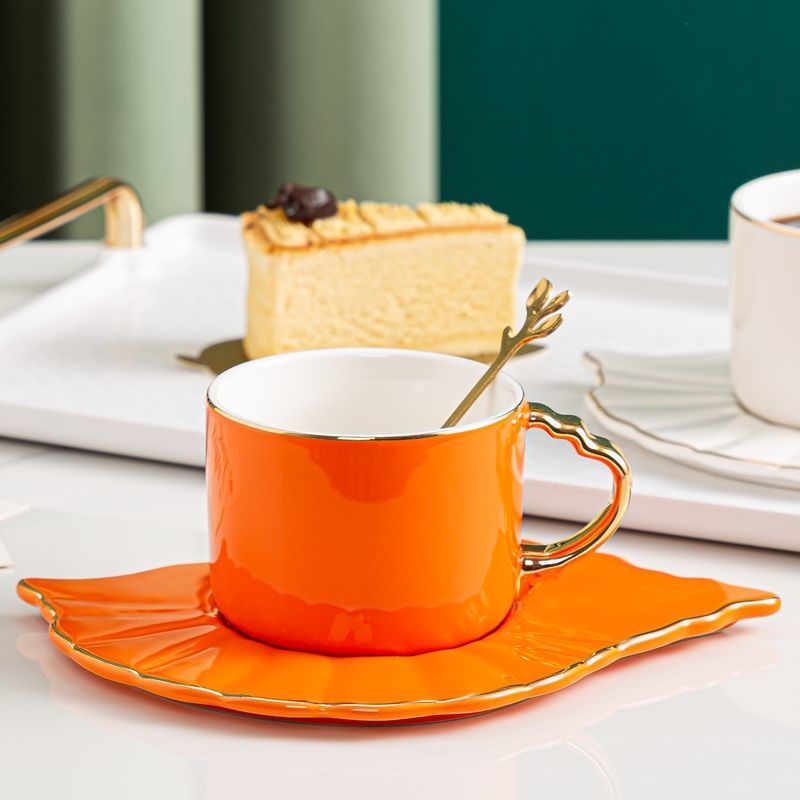 Coffee cup and saucer set with spoon Nordic ins high-grade gold-painted coffee cup couple home afternoon tea mug