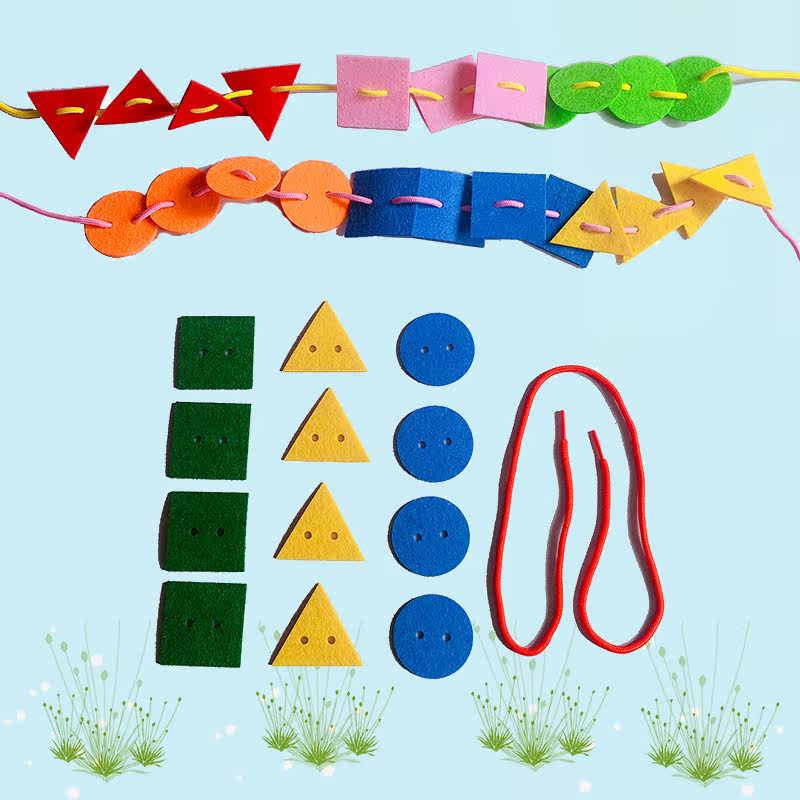 Kindergarten small, medium and large class area material non-woven fabric area corner put beaded shape threading puzzle parent-child early education