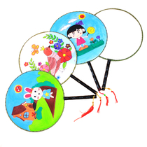 Kindergarten painting group fan diy material package childrens hand-painted graffiti palace fan hand-painted blank fan painting round fan