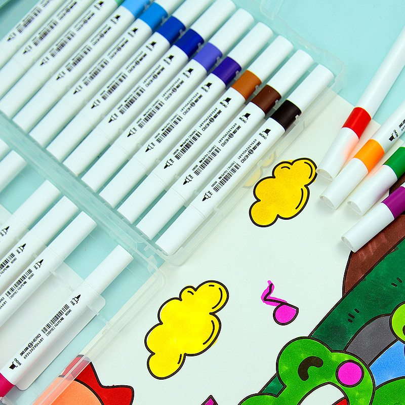 Children's 12 18 24-color double-headed triangle marker set safe non-toxic water-soluble painting for art students