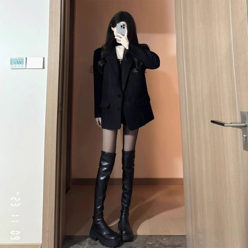 Серый пиджак для костюма женский 2025 весна и осень новый стиль корейский повседневный маленький свободный ленивый стиль маленький костюм