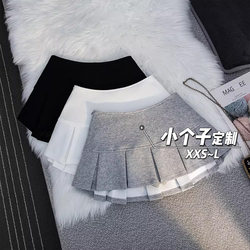 Sexy Pleated Mini Skirt for Petite Women 150cm, Anti-Exposure, High-Waisted A-Line Puffy Skirt, Xs, Makes You Look Taller