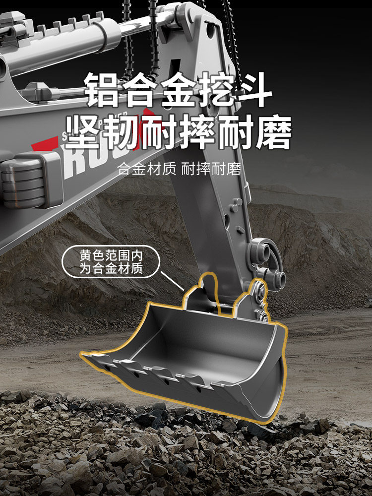 Remote Control Excavator Toy Car for Boys, Large Wireless Electric Simulation Engineering Alloy Excavator