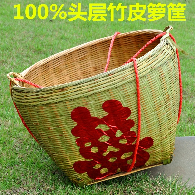 大号竹箩筐竹编制品篓修饰盆展示架水果泥土喜事筐筐粮食篼收纳