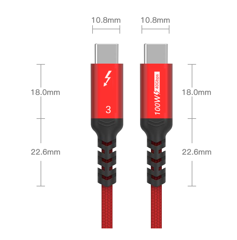coaxial雷电3/4数据线双头typec公对公弯头快充 PD100W高速40G高清8k视频硬盘线适用华为小米手机苹果笔记本