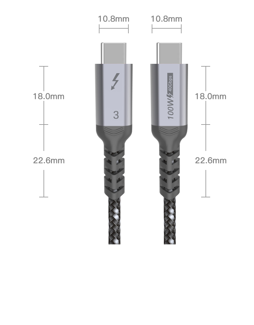 coaxial雷电3/4数据线双头typec公对公弯头快充 PD100W高速40G高清8k视频硬盘线适用华为小米手机苹果笔记本