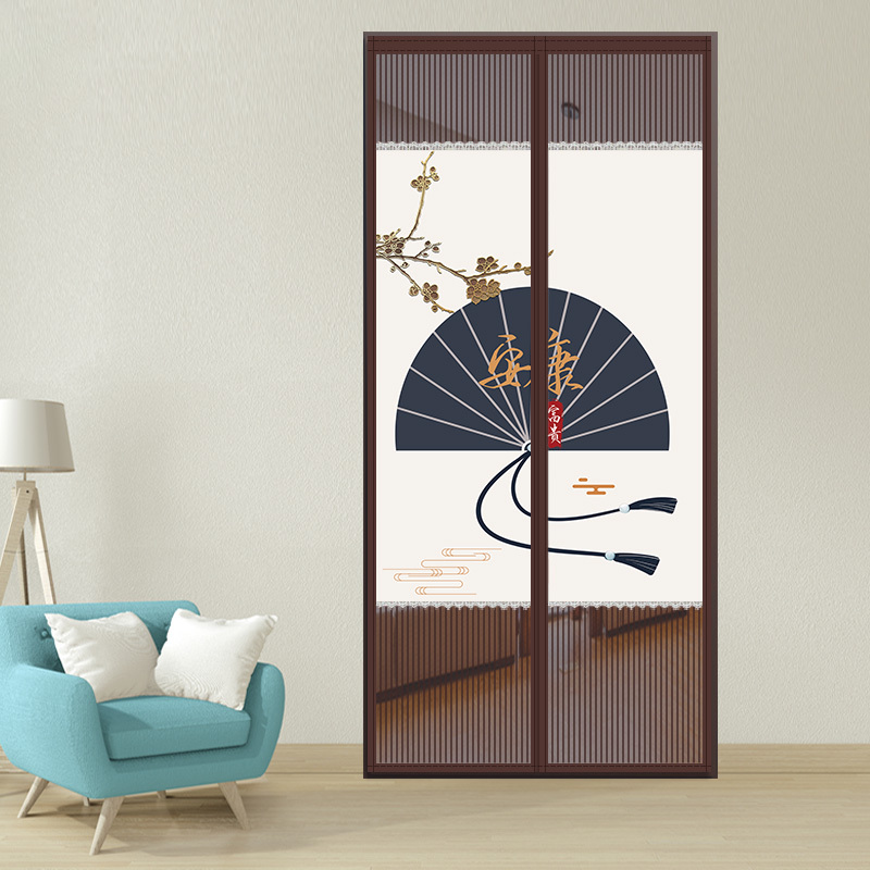 Magic Tape Mosquito Net Door Curtain for Home Use, No-Drill Partition, Bedroom Ventilation Curtain with Magnetic Self-Adhesion