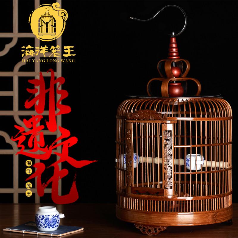 Complete Set of Bamboo Bird Cages for Oceanic Birds, Including Accessories for Parakeets, Finches, and Other Small Birds