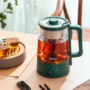 美的煮茶器烧水壶家用蒸汽煮茶壶黑茶蒸茶器小型办公室玻璃电水壶