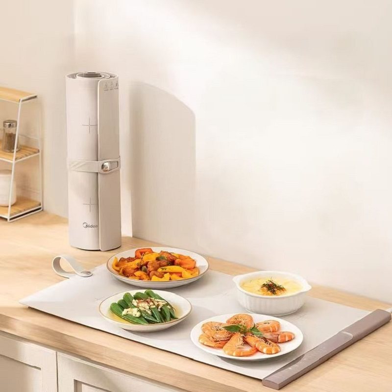 美的随心卷暖菜板折叠式热菜板保温板家用饭菜加热神器多功能餐桌