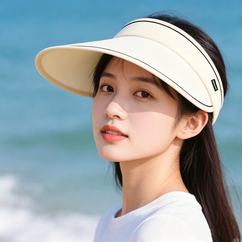 贝壳帽遮阳帽空顶防晒女防紫外线遮脸大帽檐户外可折叠帽子防晒帽