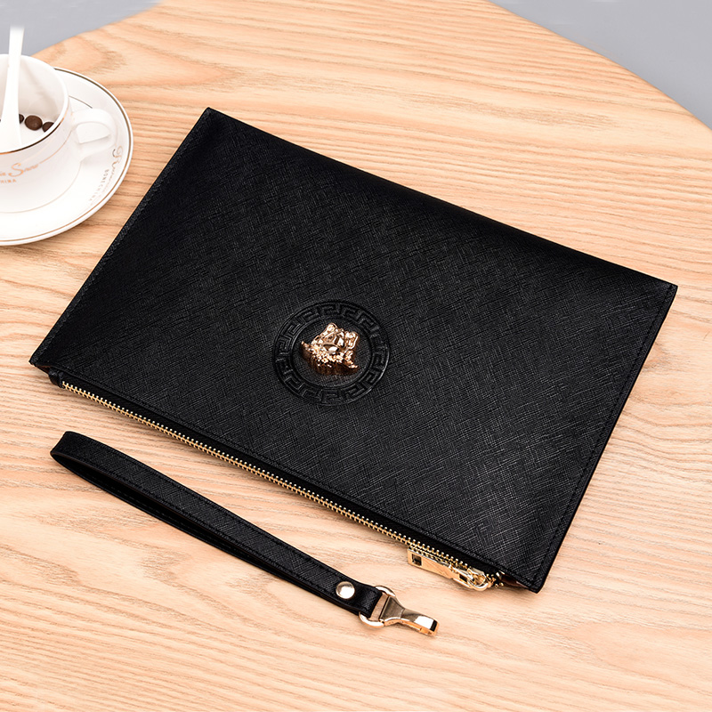 CHAOKLI Men's Handbag Leather Korean Trend Casual Clutch Bag Men's Fashion Envelope Bag Leather Wallet Bag