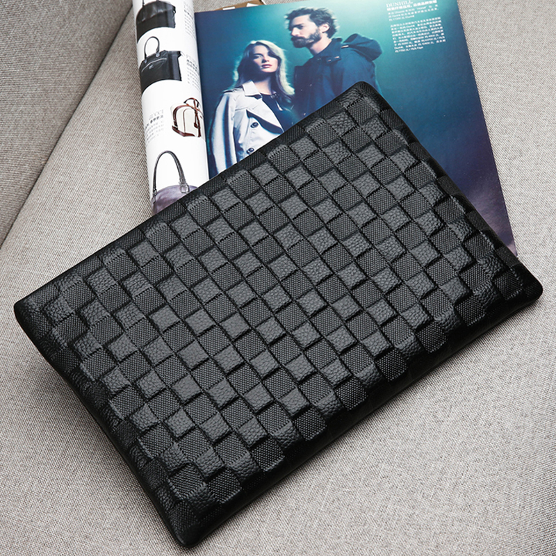 CHAOKLI Men's Clutch Leather Casual First Layer Leather Clutch Bag Large Capacity Youth Personality Envelope Bag