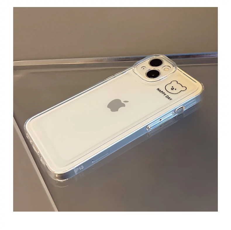 Gấu đơn giản phù hợp với vỏ điện thoại di động Apple 13 iphone14 new 12 trong suốt x silicone 7 chống rơi 11 cặp đôi 8plus vỏ bảo vệ 13pro mẫu đơn giản xs nam và nữ xr trọn gói 14promax