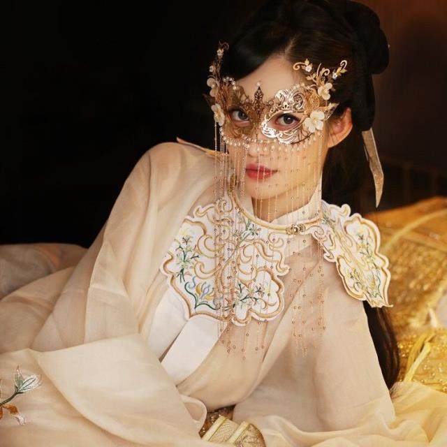 Mask Female Ancient Wind Hanfu Ornaments China Wind Half Face Flow Sunoodle Curtain Hanfu Shades of Face Ancient Clothing Cover Curtain Cos