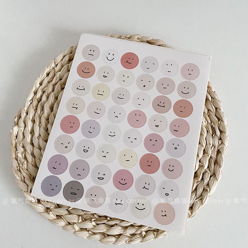  Net Red Dot GLUE EXPRESSION SMILEY FACE ROUND POINT CLOSURE STICKER MORANDI KOREA INS CARD STICKERS HAND LEDGER DRESS