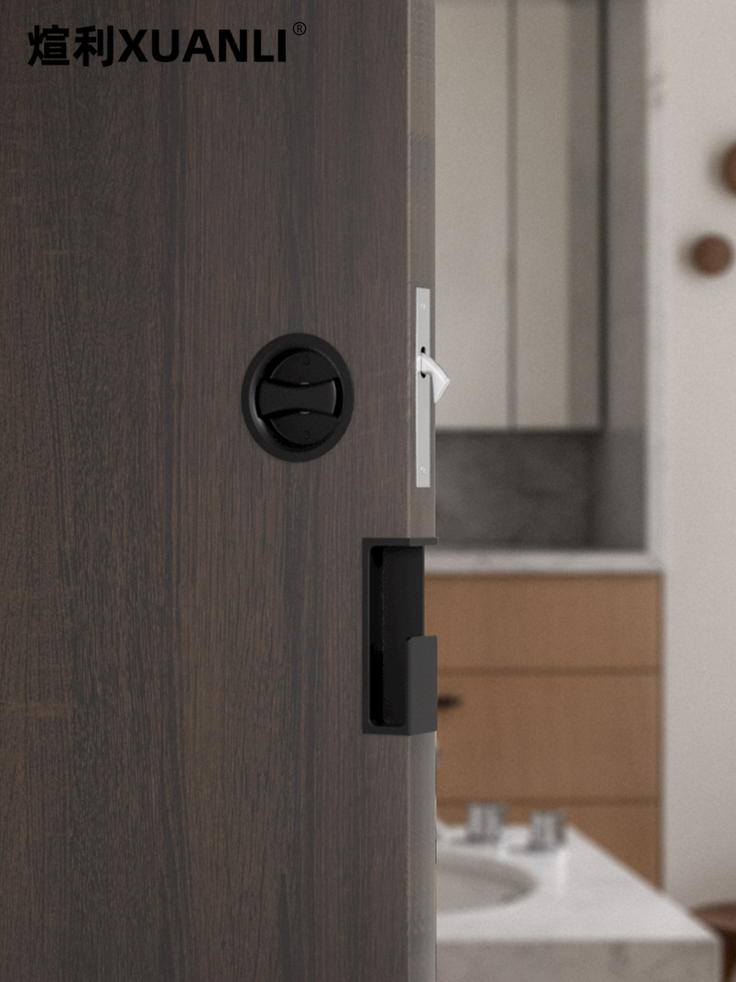 Xuanli Orig. Sliding Door Lock for Pocket Doors, Balcony Kitchen Sliding Door Lock, Embedded Hook Lock