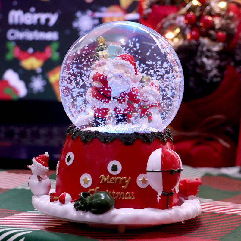 Christmas gift Crystal ball eight-sound box snowflake spinning old man tree music box children's girlfriend gift