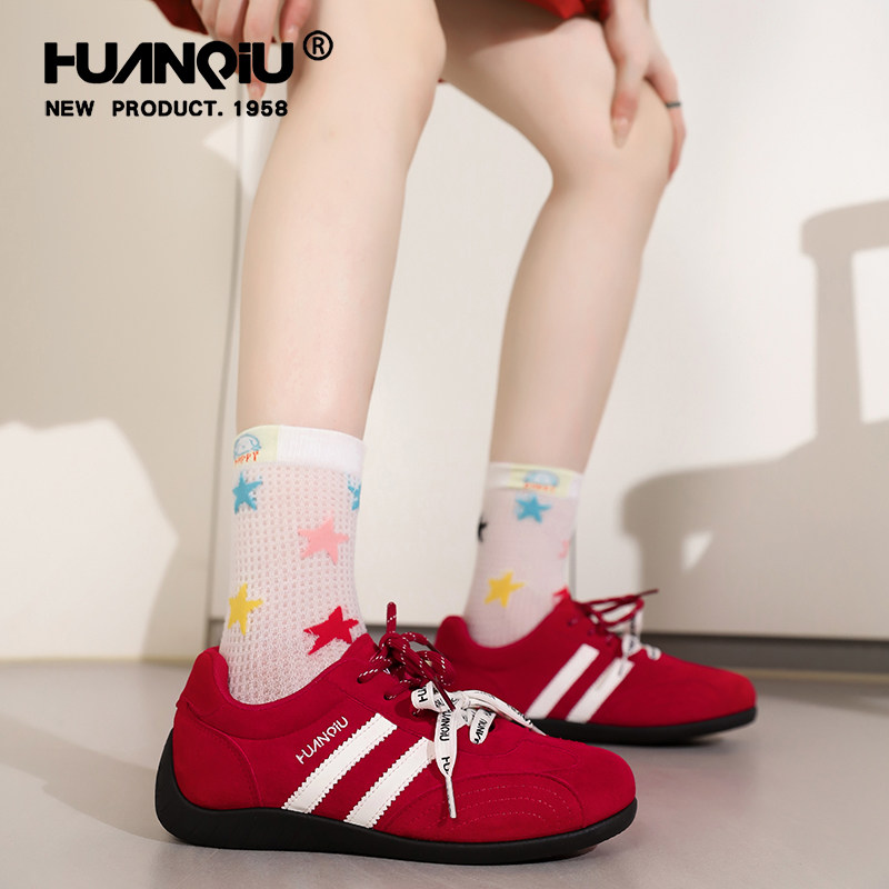 Universal retro moral training shoes for women 2026 new spring flat fashion casual sneakers soft sole sports racing shoes