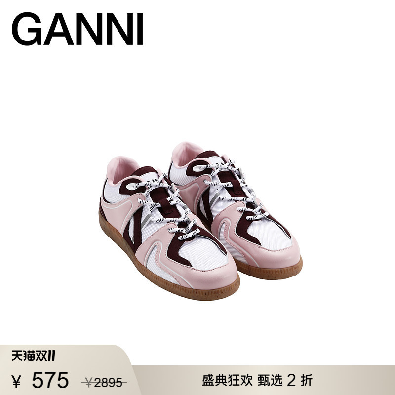 [Selected Discount] Ganni Women's Shoes Retro Lightweight Comfortable Lace-Up Low-Top Sneakers S2727002