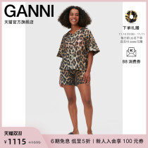 Ganni womens 2022 new BAO WEN printed five-point sleeve casual loose thin shirt F7130994