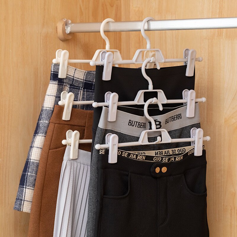 Loi No Marks Pants Rack Pants Hanger Containing devinator Home drying clothes hanger Provincial space with clip telescopic jk-Taobao