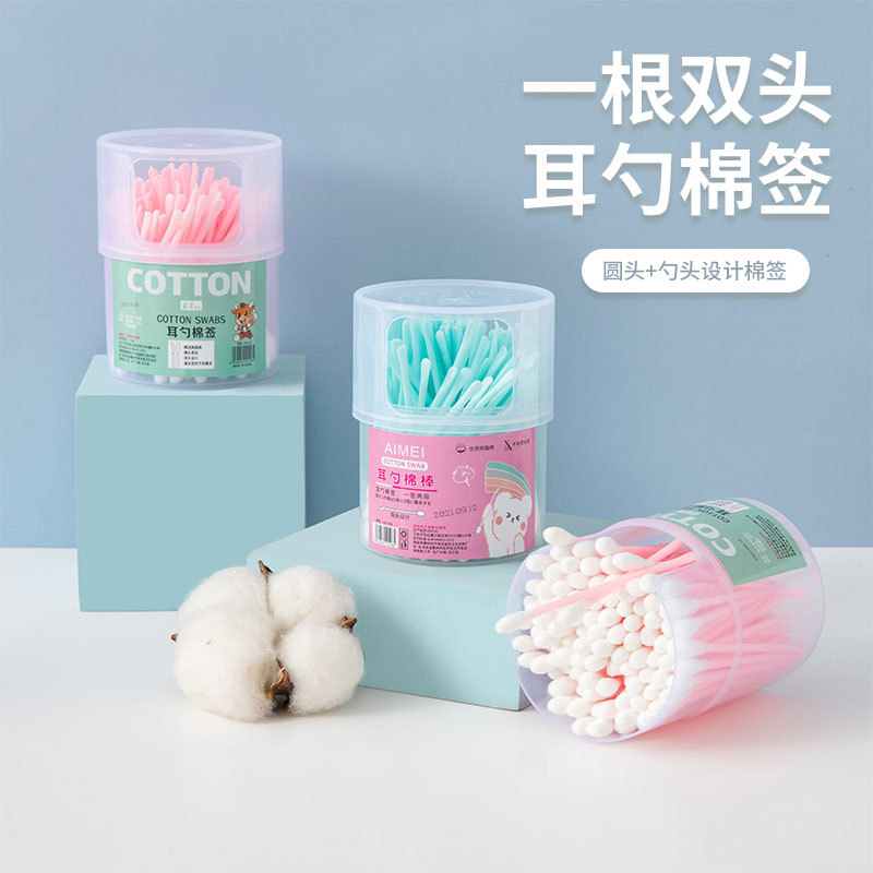100 pieces of multi-function pack 2 in 1 ear scoop dual-purpose ear hole cleaning ear scoop cotton swab