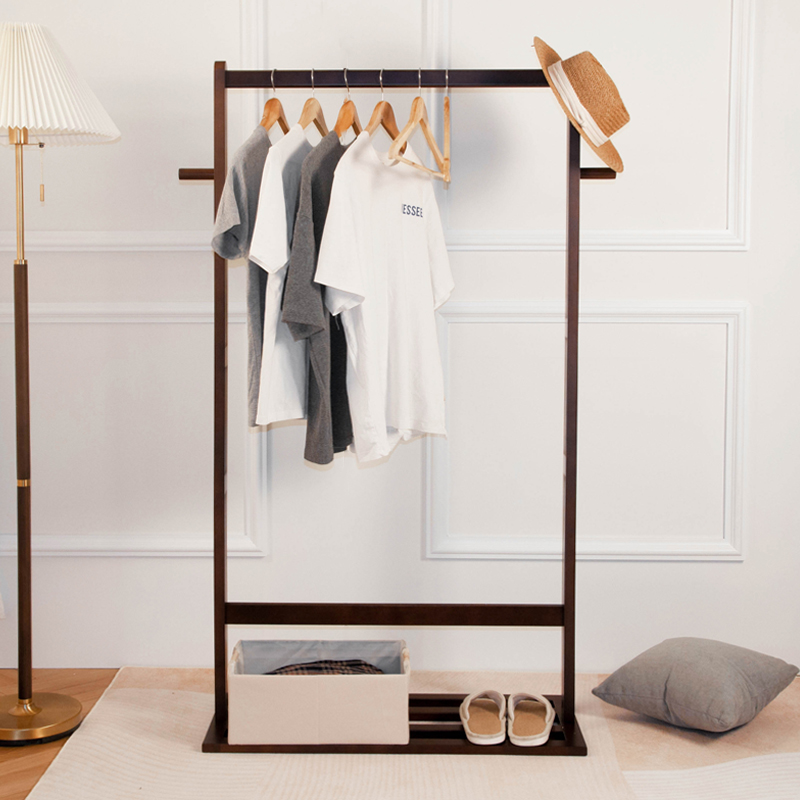 Solid wood simple home hanger storage storage floor clothes rack simple modern bedroom living room coat rack
