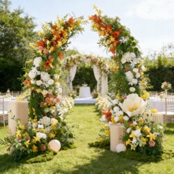 Wedding Forest-Style Floral Scene Setup, Horn-Shaped Arch, Wedding Floor Flower Arrangement, Artificial Floral Decoration, Engagement Setup