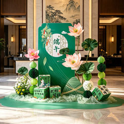 Dragon Boat Festival Indoor Artificial Lotus Scene Setup, Light Luxury National Trend Style Decoration, Popular Photo Spot Decoration