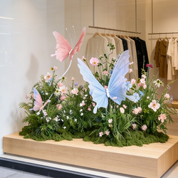 Clothing Store Window Paper Art Flower Decorations Scene Ritual Atmosphere Arrangement Artificial Flowers Faux Flower Displays