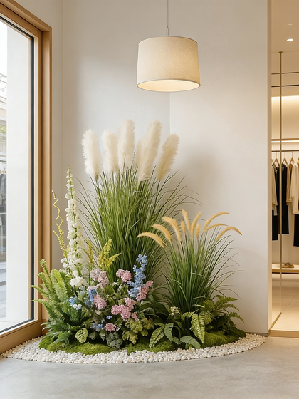 Green Plant Artificial Landscaping High-End Fake Plant Decoration Indoor Bionic Landscape Light Luxury High-Quality Floor-Standing Reed Ornaments