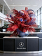 Red Festive Front Desk Atmosphere Decoration Items for Company and Hotel, Festival Tabletop Artificial Flowers, Bamboo Woven Fake Flower Ornaments