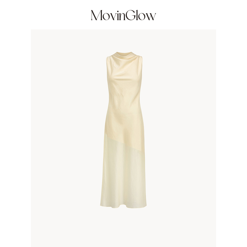Movinglow|Mediterranean Roaming Lightweight Draped Lyocell Half-Turtleneck Slim Fit Micro-A-Line Sleeveless Long Dress Movinglow|Mediterranean Roaming Lightweight Draped Lyocell Half-Turtleneck Slim Fit Micro-A-Line Sleeveless Long Dress