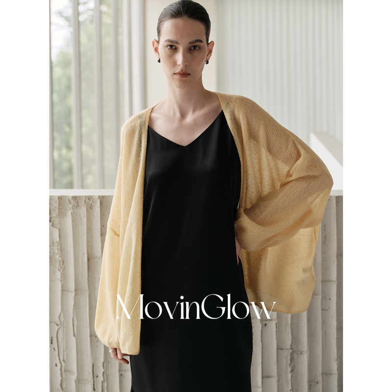 Movinglow｜【Celebrity Style】 Cloud-Like Bare Sensation Cashmere and Mulberry Silk Lightweight Warm Lazy Knit Cardigan