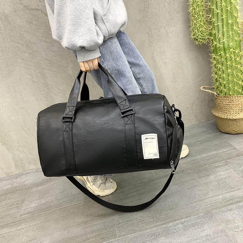 Travel Bag Fitness Handheld Short Sport Men's Large Capacity Business Trip Women's Luggage Bag Dry Wet Separation Pu Waterproof Sloping Single