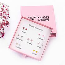 Week Ear Spikes Cute Female Minimalist Ear Accessories Year New Tide Earrings Week Cartoon 925 Pure Silver 2021 Short