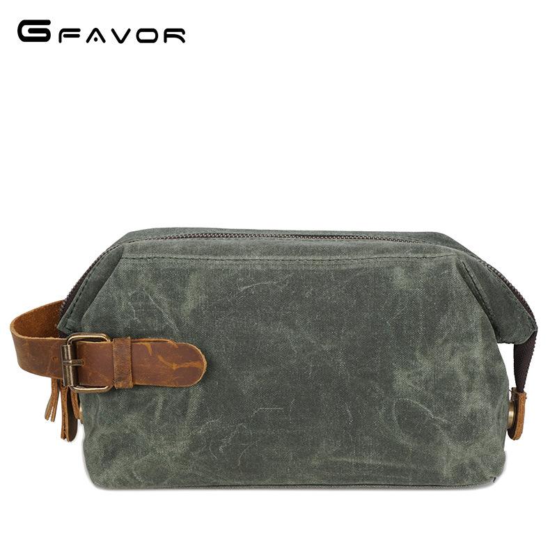 Bag Retro Men's Hands With Canvas Toiletries Makeup Waterproof Containing Source Oil Wax Baotou Layer Cow Leather Wrist