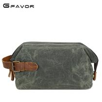 Bag vintage men hand canvas wash makeup waterproof storage source point oil wax wrap head layer cowhide wrist