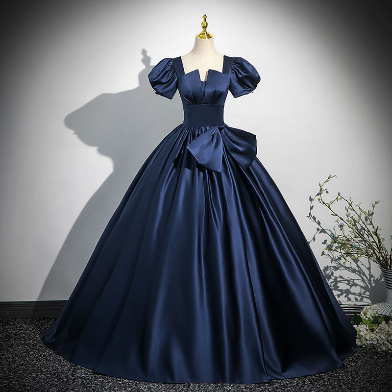 High-End Blue Evening Dress for Graduation, Elegant Student Day, Coming-Of-Age Ceremony, Princess Dress, Art Exam, Solo Performance, Host, Annual Meeting